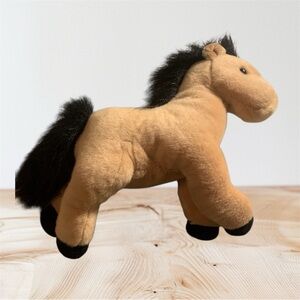 AURORA Plush 12x10 Diego Horse Buckskin Tan and Black Stuffed Animal, NWOT